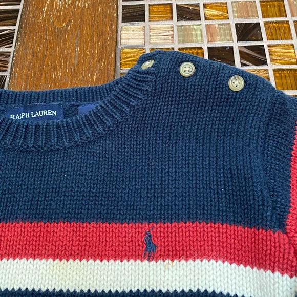 Ralph Lauren Vintage Knit Navy Striped Sweater - Picture 4 of 6